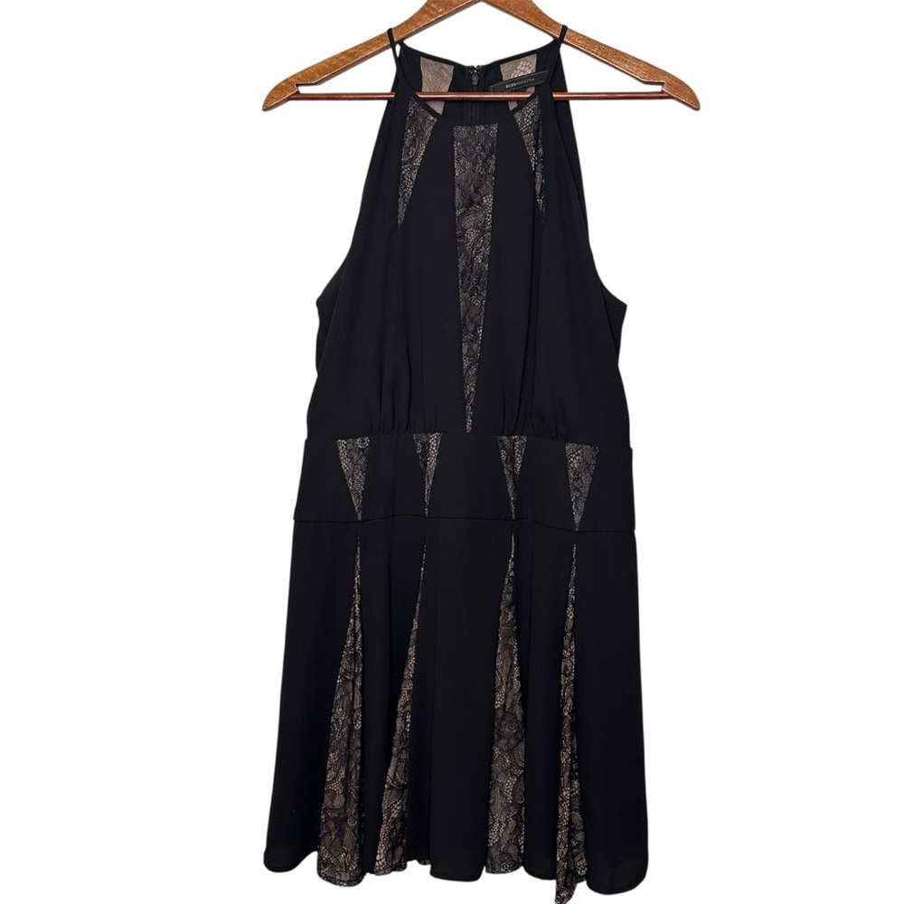 BCBGMaxAzria Black Lace Panel Mini Dress size 8 - Picture 2 of 6
